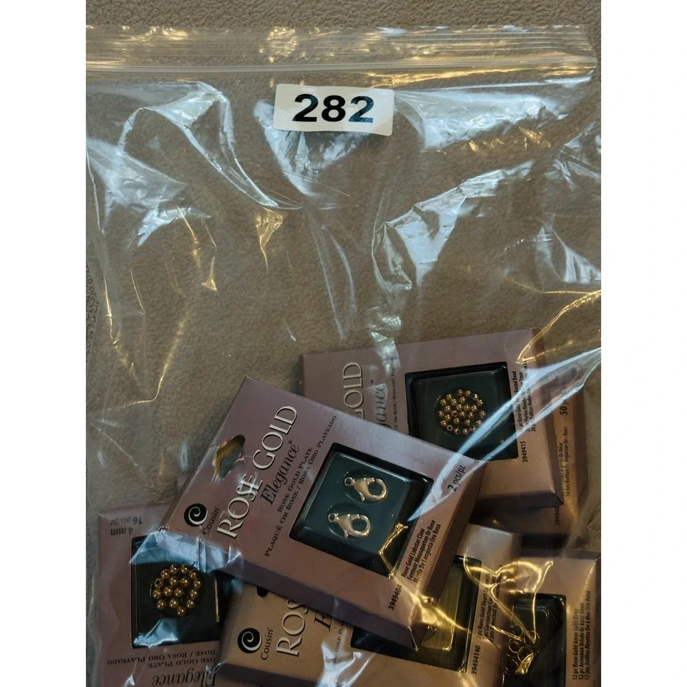 LOT - COUSIN ROSE GOLD ELEGANCE Jewelry Making Parts EAR HOOKS, Clasps, BEADS